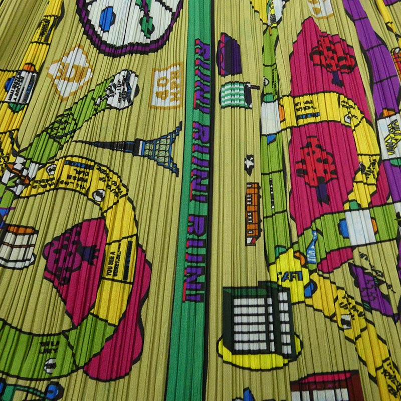 プリーツプリーズ イッセイミヤケ 07AW PP73-JG625 プリーツ加工 BOARD GAME PICTOGRAM 総柄 スカート 買取実績 画像
