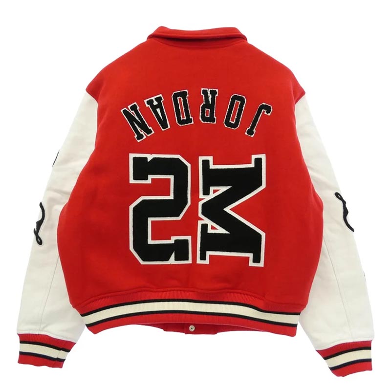 セントマイケル NIKE AIR JORDAN ナイキ ジョーダン 26SS SM-MK8-0000-J08 x JORDAN BRAND ジョーダンブランド MJ SM VARSITY JKT レザー切替 ブルゾン バーシティジャケット 買取実績 画像