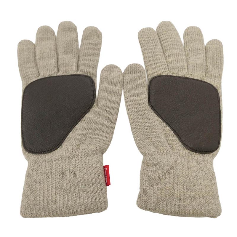 シュプリーム 10AW Deer Skin Palm Knit Gloves ディアスキン レザー ニット グローブ 手袋 買取実績 画像