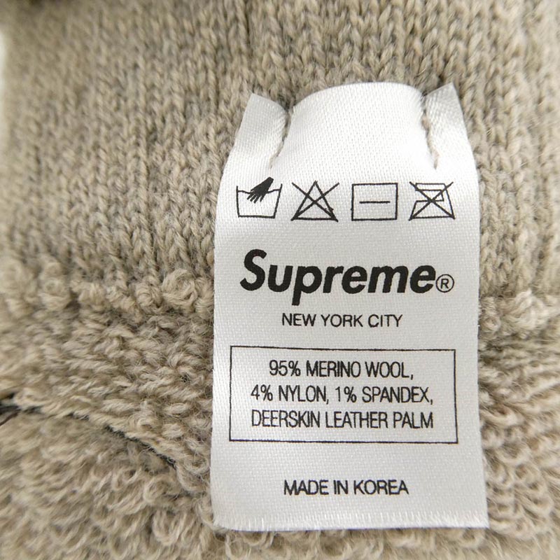 シュプリーム 10AW Deer Skin Palm Knit Gloves ディアスキン レザー ニット グローブ 手袋 買取実績 画像