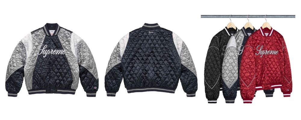 Supreme 2026AW Week3発売予定アイテムまとめ|ブランド古着買取専門店LIFESupreme®/Champion® Quilted Satin Varsity Jacket 49,500円 画像