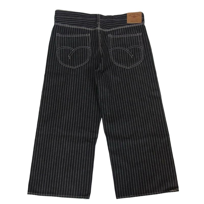 フラットヘッド PA-WP703BK BLACK WABASH WIDE PANTS ブラック ウォバッシュ ワイド ストレート ストライプ コットン パンツ 買取実績 画像