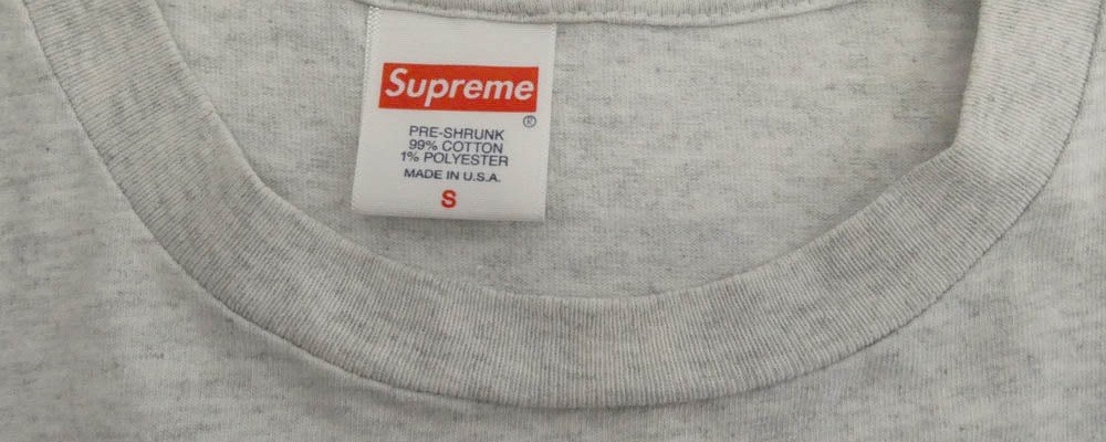 Supreme 20AW Balloons Tee グレー系 襟元アップ画像