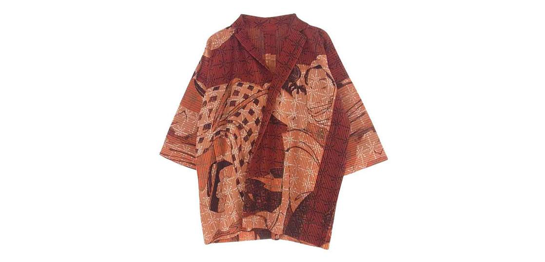 オム プリッセ イッセイミヤケ HP71JL175 春画転写 総柄 プリーツ ロング ジャケット 買取実績