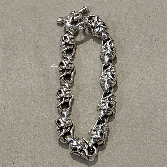 ビルウォールレザー Mid Skull Bracelet 10LINK ミッド スカル
