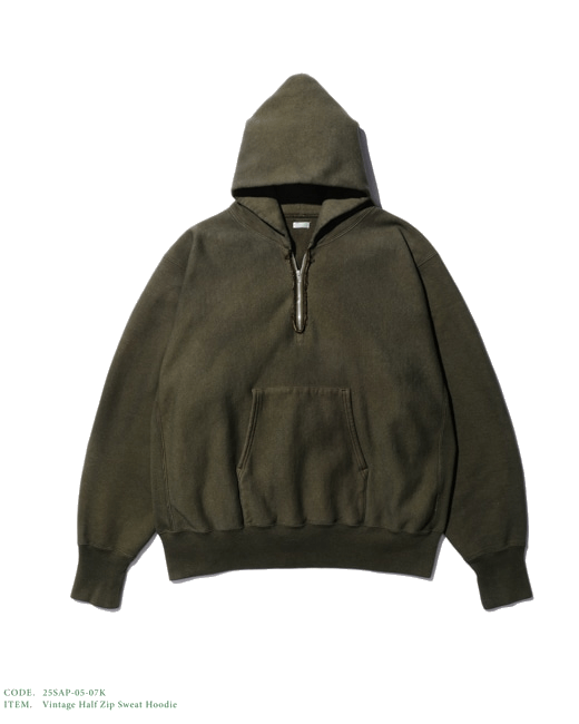 アプレッセ 2025SS 2025年新作 Vintage Half Zip Sweat Hoodie ヴィンテージ加工 ハーフジップ パーカー 画像