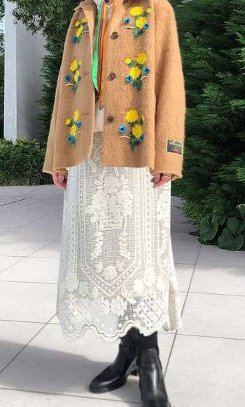 コーディネート紹介 FLOWER EMBROIDERY SHORT COAT 画像