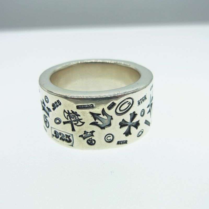 ガボール ギャランティ付属 GABORATORY ガボラトリー 12mm WIDE MULTI STAMP FLAT BAR RING BOLD ワイド マルチ スタンプ フラット バー ボールド リング 買取実績 画像
