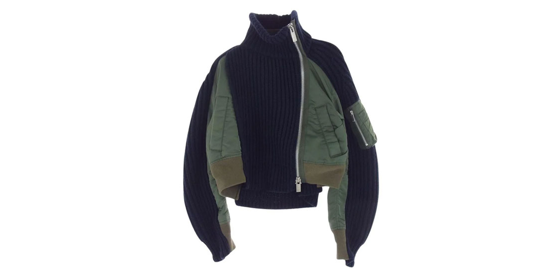 サカイ 22AW ナイロン ツイル ウール ニット ドッキング