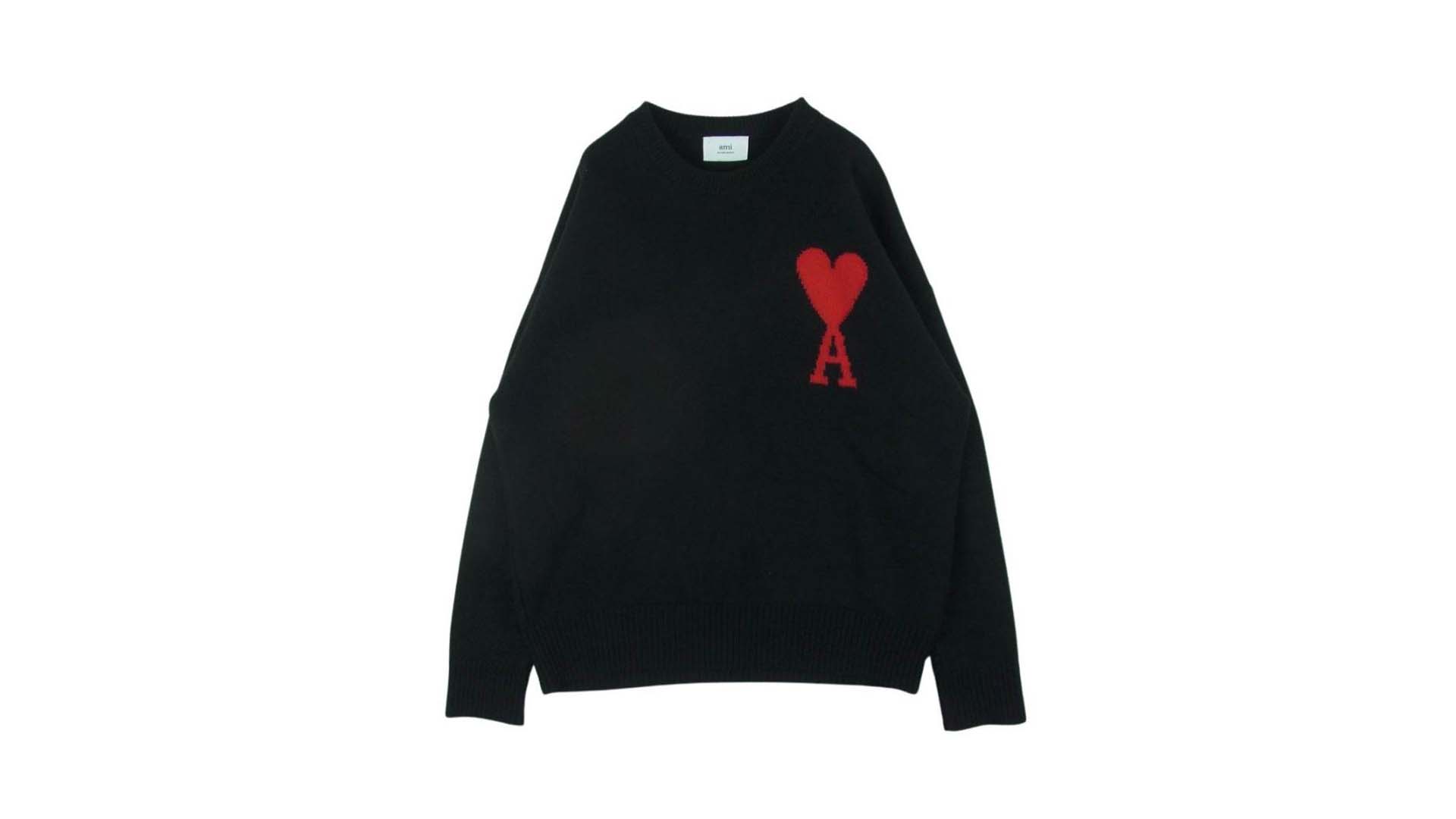 アミパリス 22AW UKS002.018 オーバーサイズ ハートロゴ クルー