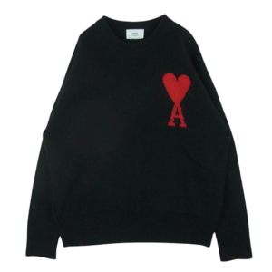 アミパリス 22AW UKS002.018 オーバーサイズ ハートロゴ クルーネック ニット ブラック系 買取実績