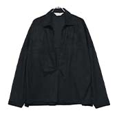 アンセルム 23SS VEGAN LEATHER SKIPPER SHIRT ヴィーガンレザー スキッパー プルオーバー シャツ 画像