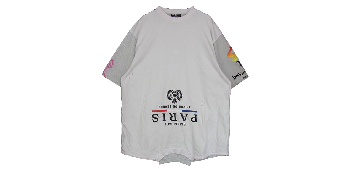 バレンシアガ 22ss 698811-TMVC9 UPSIDE DOWN ダメージ加工 リメイク T