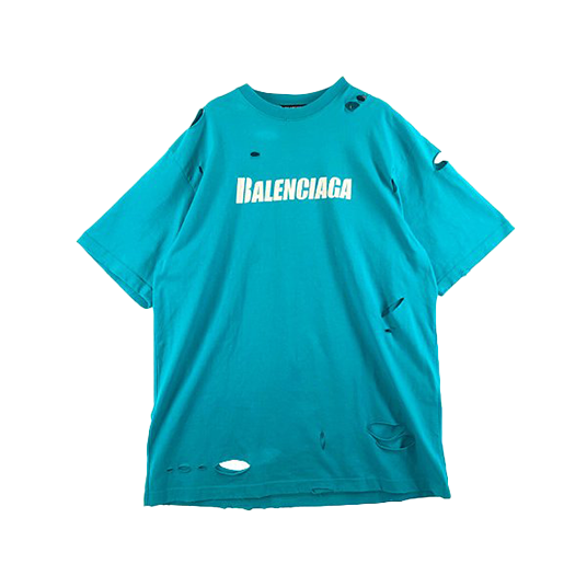 バレンシアガ 21SS 651795 TKVB8 Caps Destroyed Flatground Tee ロゴ