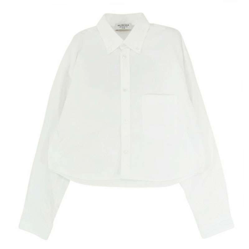 バレンシアガ 21SS 690373 TYB18 PARIS ロゴ刺繍 クロップド ボタンダウン 長袖 シャツ 買取実績 画像