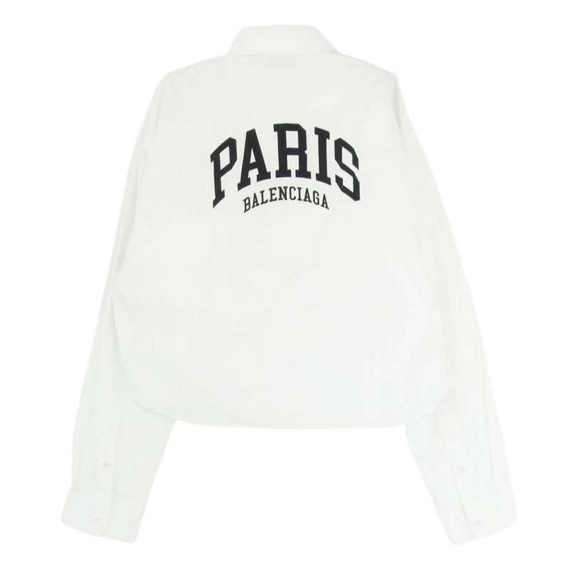 バレンシアガ 21SS 690373 TYB18 PARIS ロゴ刺繍 クロップド ボタンダウン 長袖 シャツ 買取実績 画像