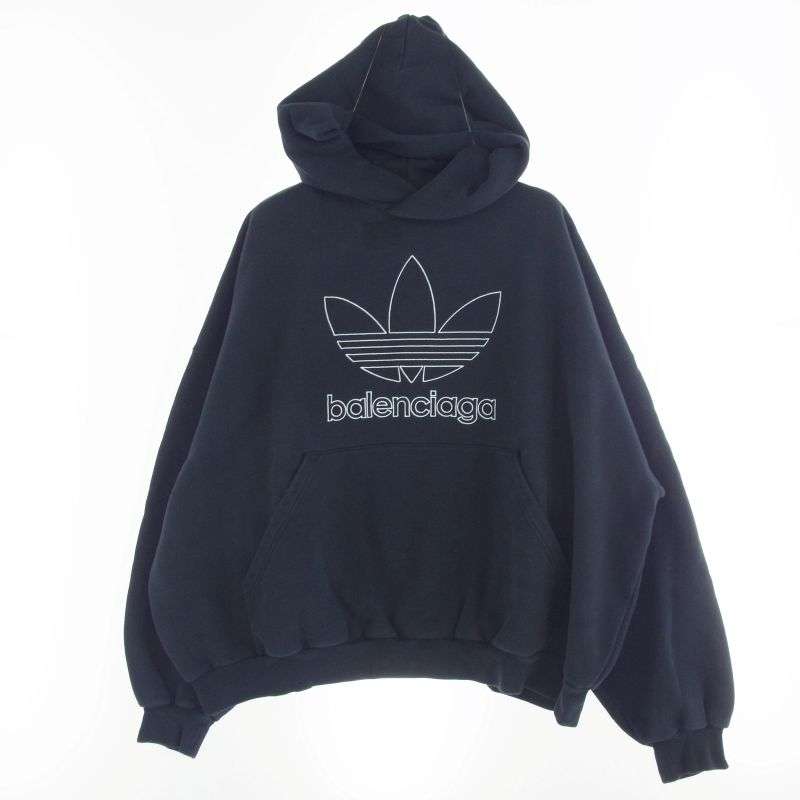 バレンシアガ 23SS 712396 TNVA9 adidas Large Hoodie Oversized アディダス ロゴ刺繍 プルオーバー パーカー 買取実績 画像