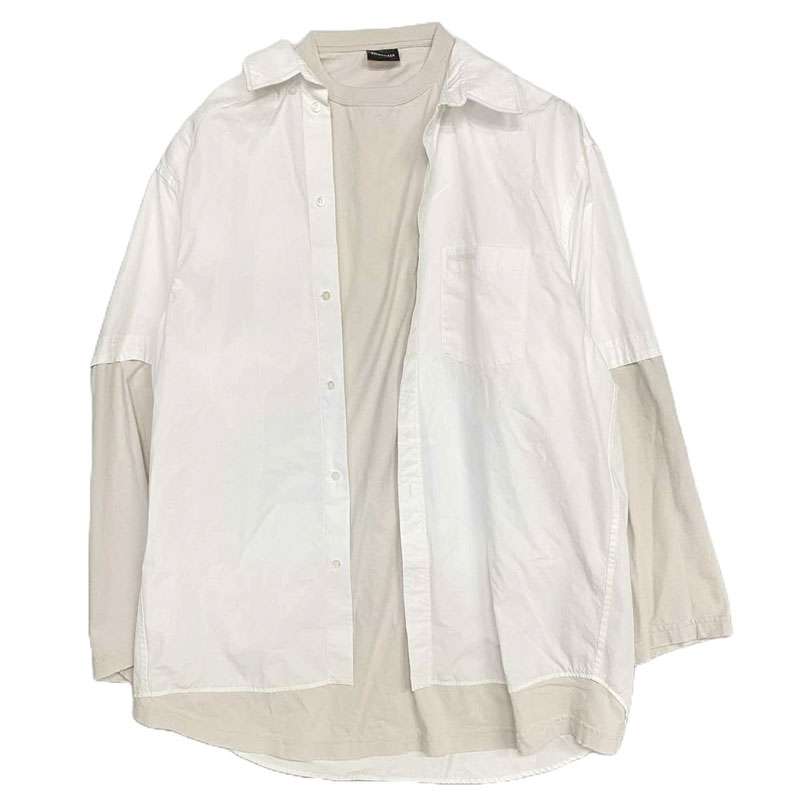 バレンシアガ 23SS 725608 TYB18 トロンプルイユ レイヤード ドッキング 長袖 シャツ 買取実績 画像