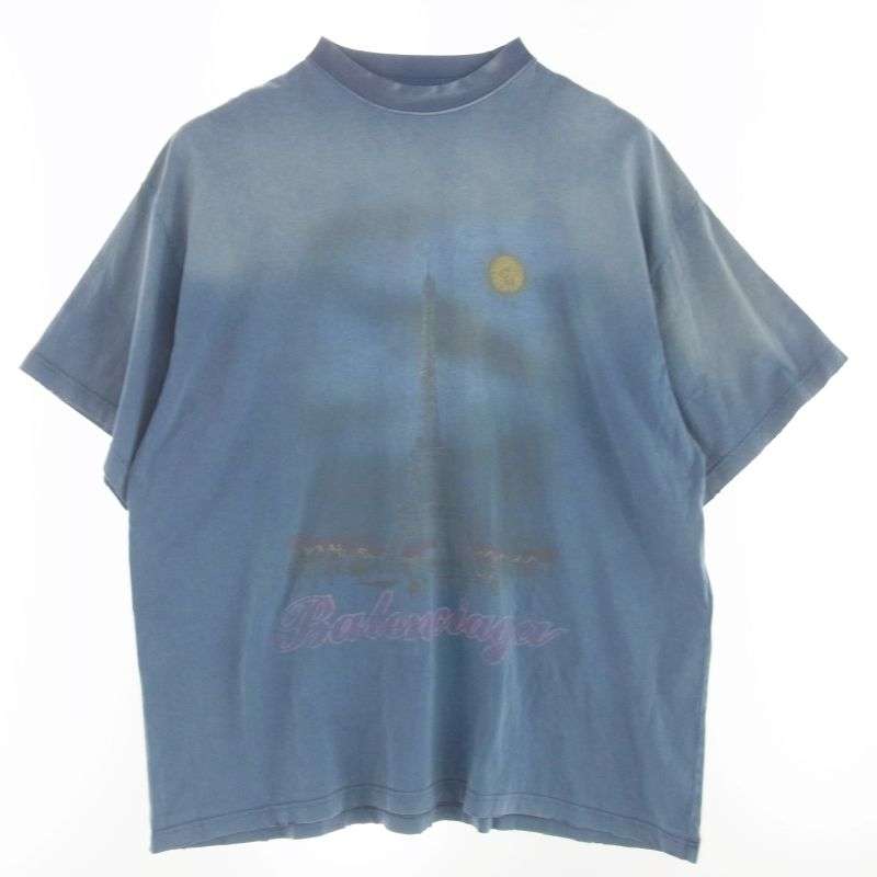 バレンシアガ 24SS 739028 TQV01 Paris Moon Oversized Tee パリ ユーズド加工 ロゴ オーバーサイズ Tシャツ 半袖 買取実績 画像