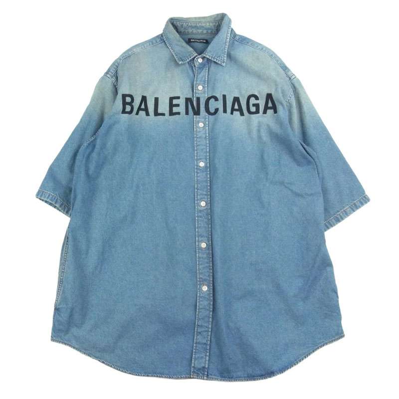 バレンシアガ 600276 TYE24 4065 LOGO DENIM SHIRT ロゴ デニム シャツ オーバーサイズ 半袖 ロゴ刺繍 買取実績 画像