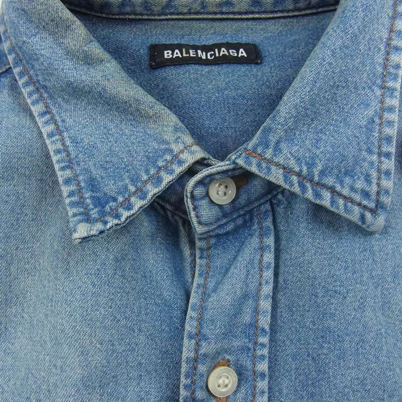 バレンシアガ 600276 TYE24 4065 LOGO DENIM SHIRT ロゴ デニム シャツ オーバーサイズ 半袖 ロゴ刺繍 買取実績 画像