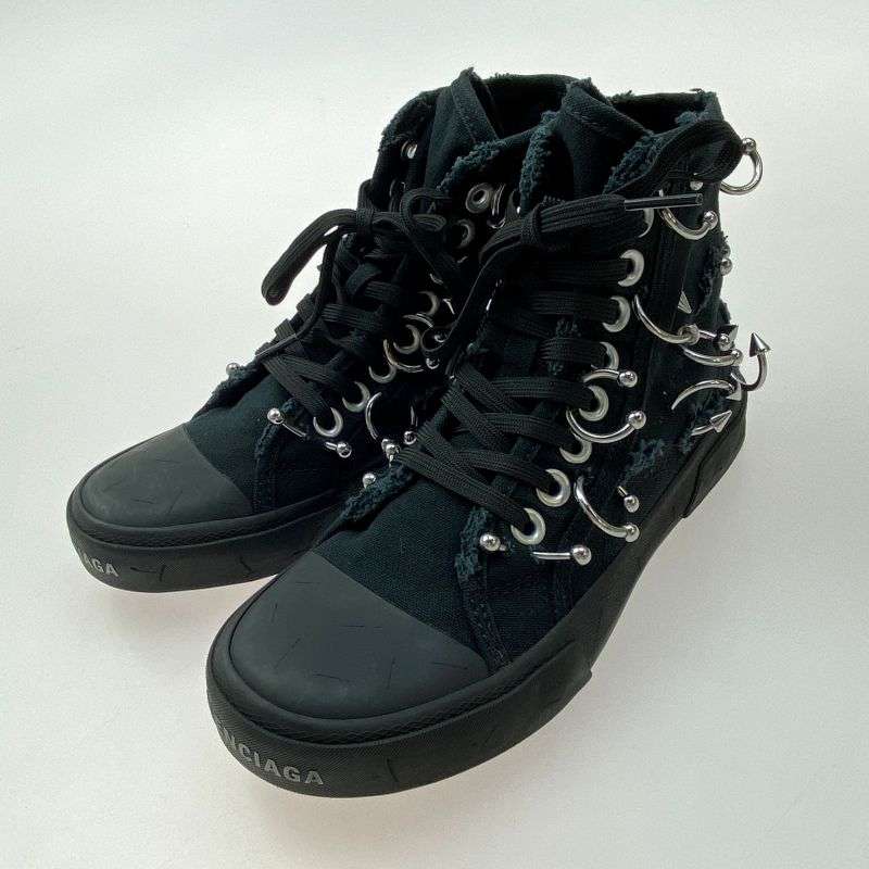 バレンシアガ 688756 W3RCQ PARIS PIERCING HIGH TOP DEST ピアス デストロイ ハイカットスニーカー 買取実績 画像