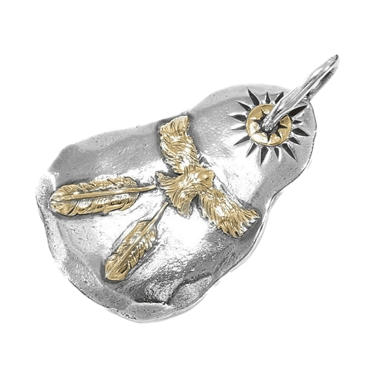 ビ*ツ様 Big Hand フェザーネックレス ビッグハンド イーグル フェザー タタキ 2000刻印 ペンダントトップ