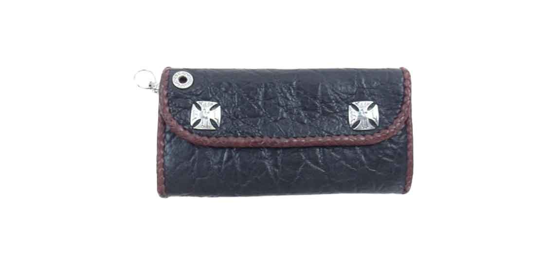 ビルウォールレザー ハイブリッド エレファントレザー ライオンヘッド リングジップ カスタム ウォレット ブラック 買取実績