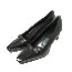 ボッテガヴェネタ 靴 レザー スクエアトゥ パンプス ブラック 画像