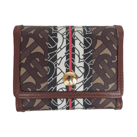 【美品】BURBERRY TBモノグラム ロゴ総柄 三つ折り財布 コンパクト BURBERRY（バーバリー） 財布 三つ折り財布 TBロゴ コンパクト
