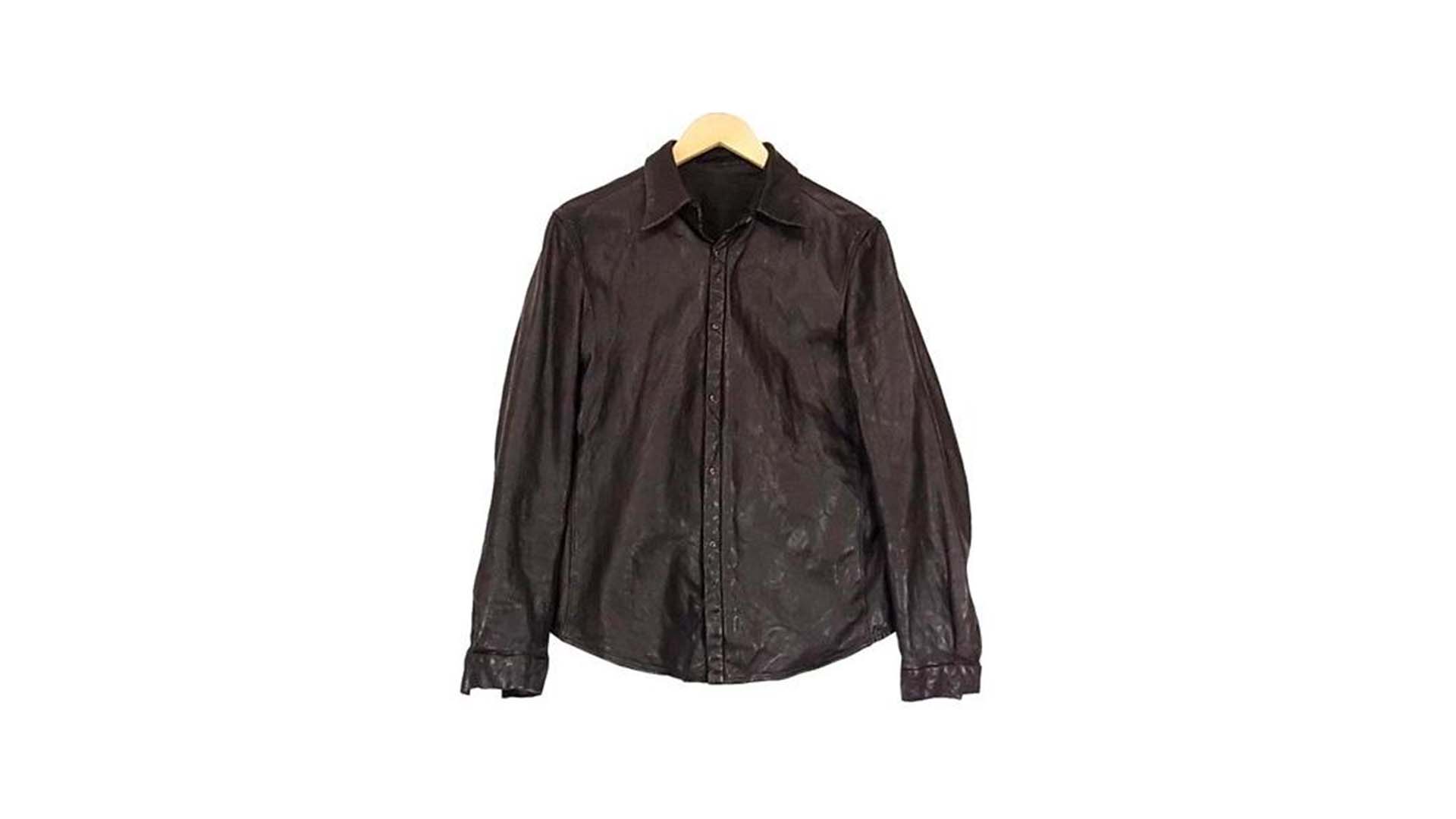 カルペディエム　レザーシャツ　サイズ2　キャメル C DIEM☆レザーシャツ カルペディエム 牛革 レザー 光沢 vintage