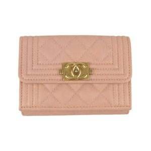 シャネル ボーイシャネル キャビアスキン ココマーク コンパクト ミニ ウォレット 三つ折り ピンク 買取実績