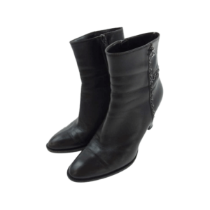 シャネル ココマークチャーム付 チェーン ショート ブーツ ダークブラウン 買取実績