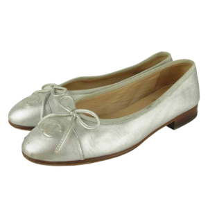 シャネル G02819 ココマーク リボン バレエ シューズ フラット パンプス シルバー 買取実績