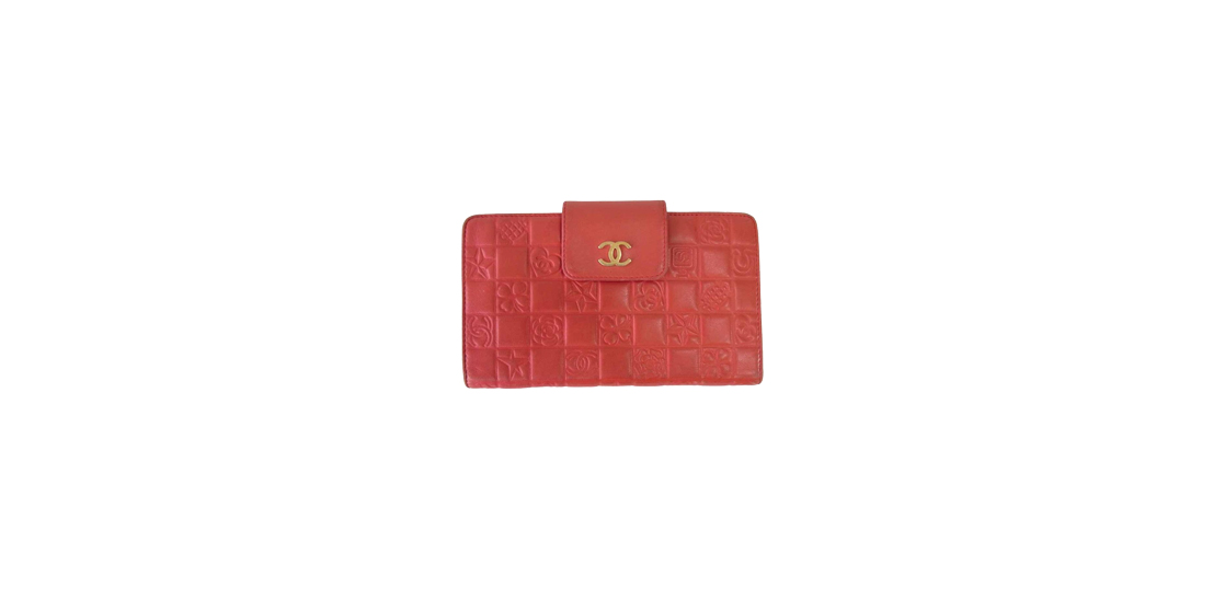 【値下げ】シャネル　アイコンライン　パテント カーフスキン エナメル　レッド CHANEL シャネル ストラスCC ココマーク チェーンウォレット