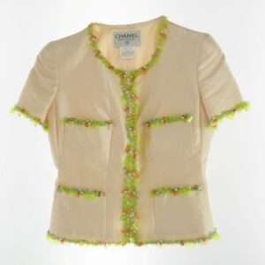 シャネル 96SS BOUTIQUE 90s スパンコール ビジュー装飾 裏地ココマーク総柄 シルク100% 半袖 ジャケット 買取実績