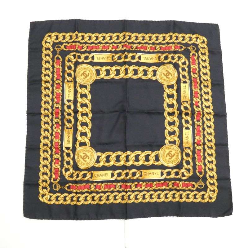 シャネル チェーン ロゴ シルク 大判 スカーフ 買取実績 画像