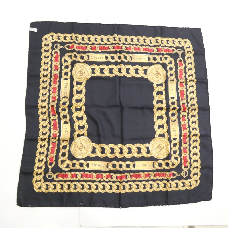 シャネル チェーン ロゴ シルク 大判 スカーフ 買取実績 画像