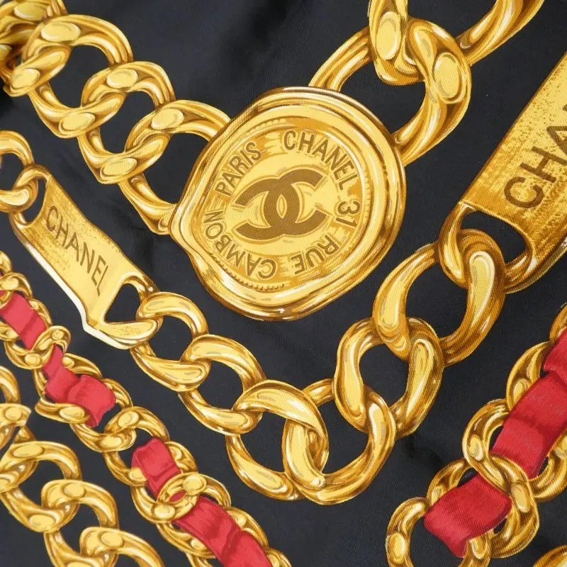 新品♡CHANELシャネル シルク ヴィンテージ 大判スカーフ ゴールドチェーン CHANEL - 【CHANEL シャネル】チェーン 大判スカーフ シルク 難有の