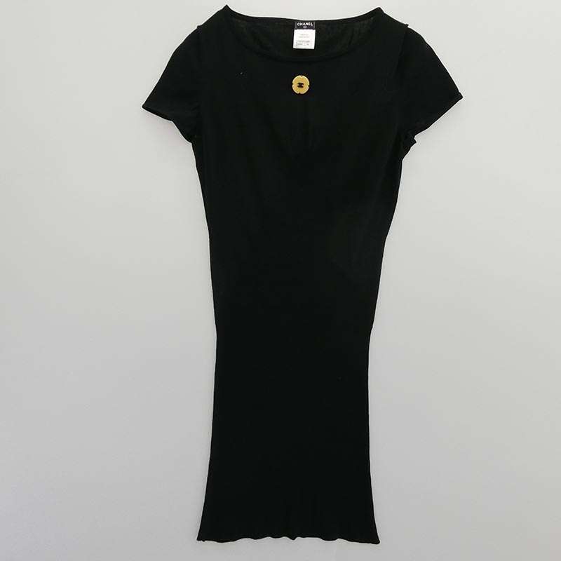 シャネル P40797K02966 シルク混 コットン ニット ココマーク ワンピース ドレス 買取実績 画像