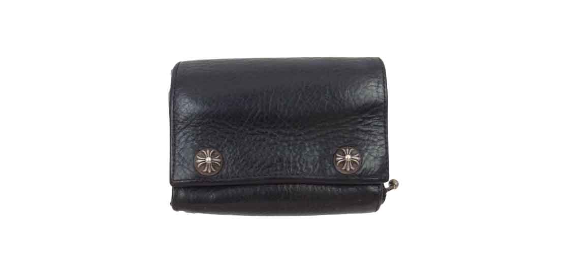 クロムハーツ （原本無） 3フォールド クロスボタン レザー ウォレット ブラック 買取実績