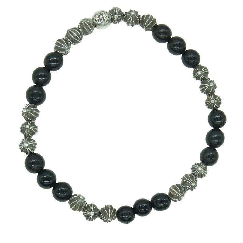 クロムハーツ（原本無） 6mm BEAD BEAD17 クロスボール シルバーパーツ19個 オニキス ビーズ ブレスレット 買取実績 画像