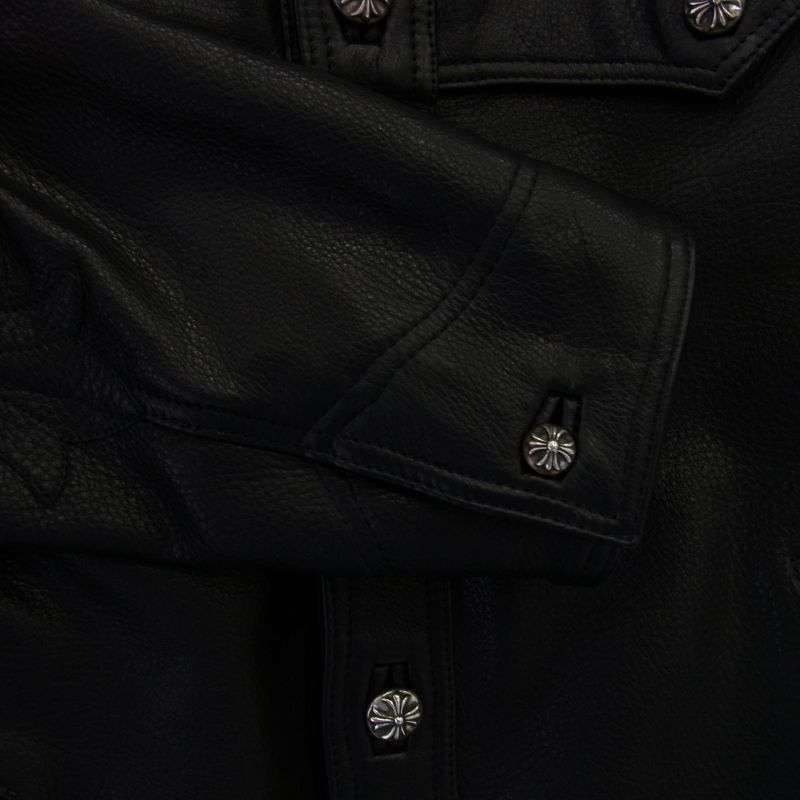 クロムハーツ(原本無) CLASSIC JEAN LTHR 袖フローラルクロス クロスボール バックフレアニー クラシックジーン レザー ジャケット 買取実績 画像