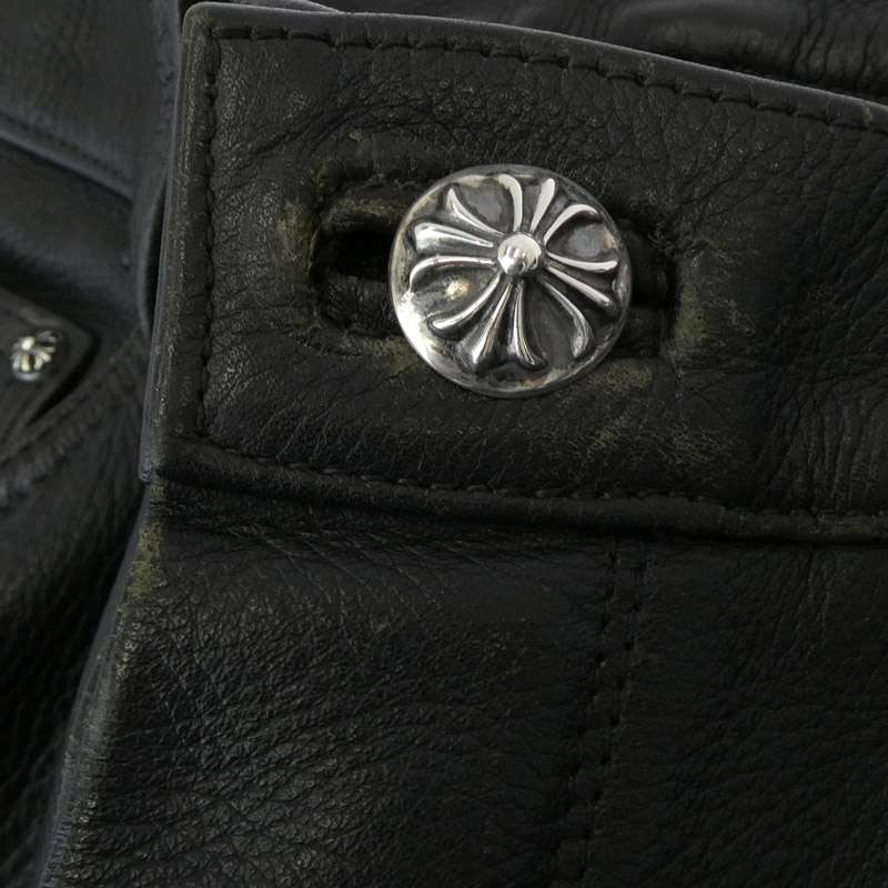 クロムハーツ（原本無） Flare Knee Cross Ball Button Leather Pants フレアニー クロスボールボタン オールレザー パンツ 買取実績 画像