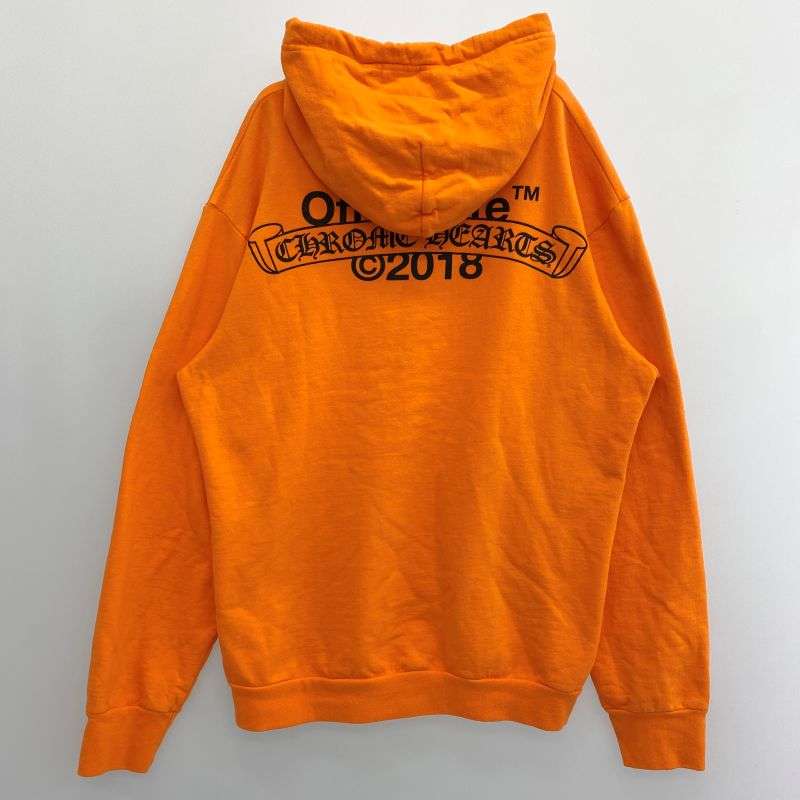 クロムハーツ（原本無） × OFF-WHITE オフホワイト HD PLVR V OFF WHITE ロゴ バックプリント プルオーバー パーカー 買取実績 画像