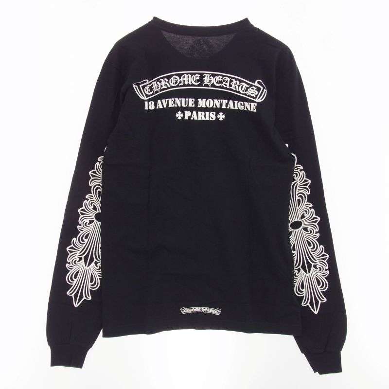 クロムハーツ（原本無） Paris Limited Floral Cross 18 Avenue Long Sleeve Tee パリ限定 18アヴェニュー フローラルクロス袖プリント ポケット付き 長袖Tシャツ 買取実績 画像