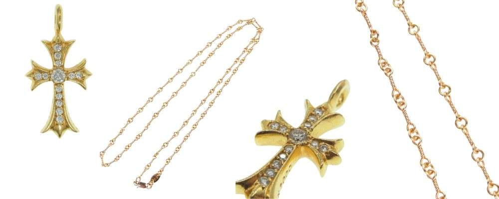 クロムハーツ22Kゴールド｜タイニーファットクロス・ツイストチェーンの見分け方画像