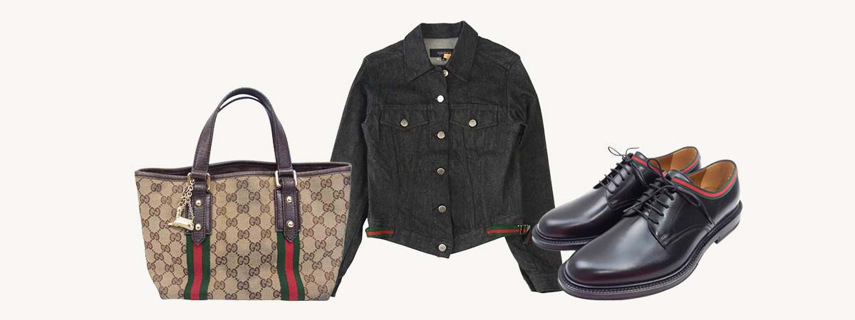 グッチの代表的なデザイン・モチーフ シェリーライン(ウェブストライプ)|赤と緑のストライプ 画像