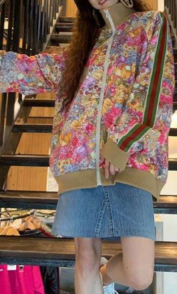 グッチコーディネート レディース グッチ×ザノースフェイス 花柄トラックジャケット 画像