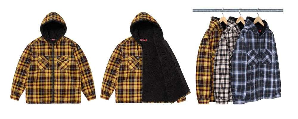シュプリーム Lined Zip Up Hooded Flannel Shirt 画像